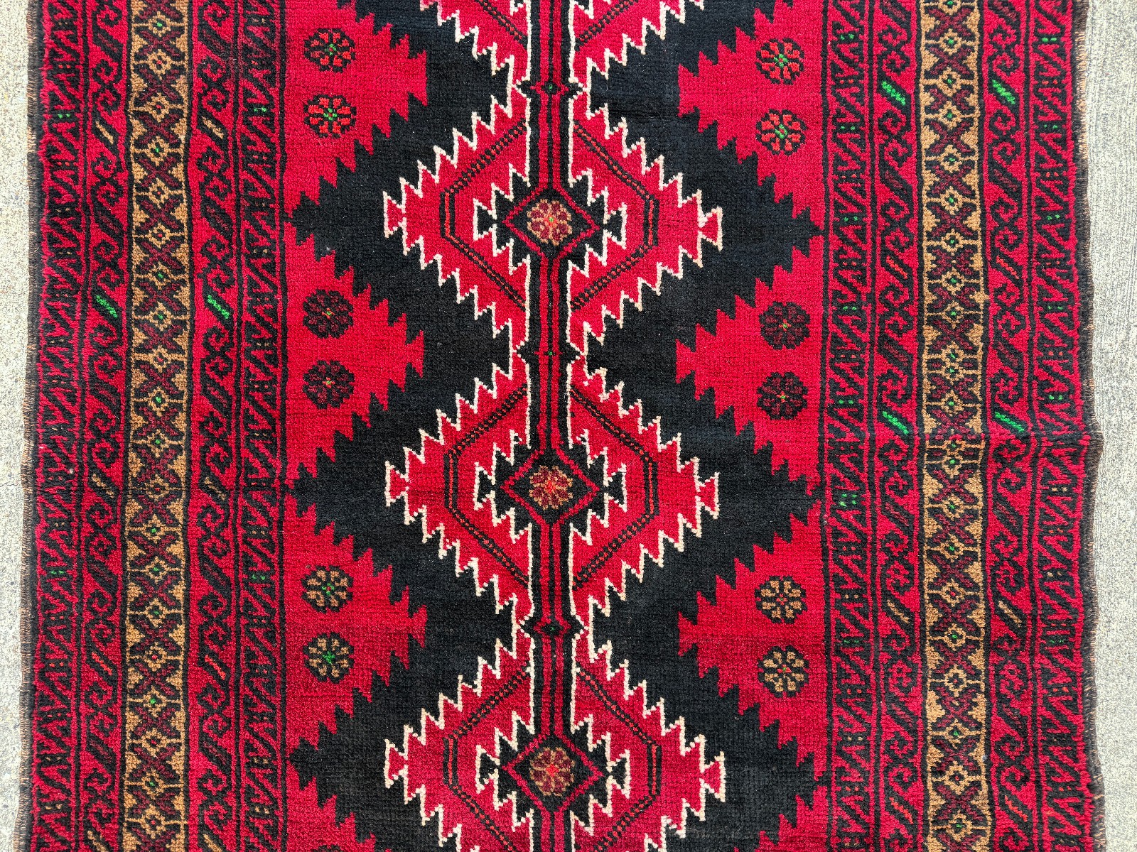4x6 VINTAGE ORIENTAL RUG handwoven red handmade ANTIQUE heriz navy fine real 4x7