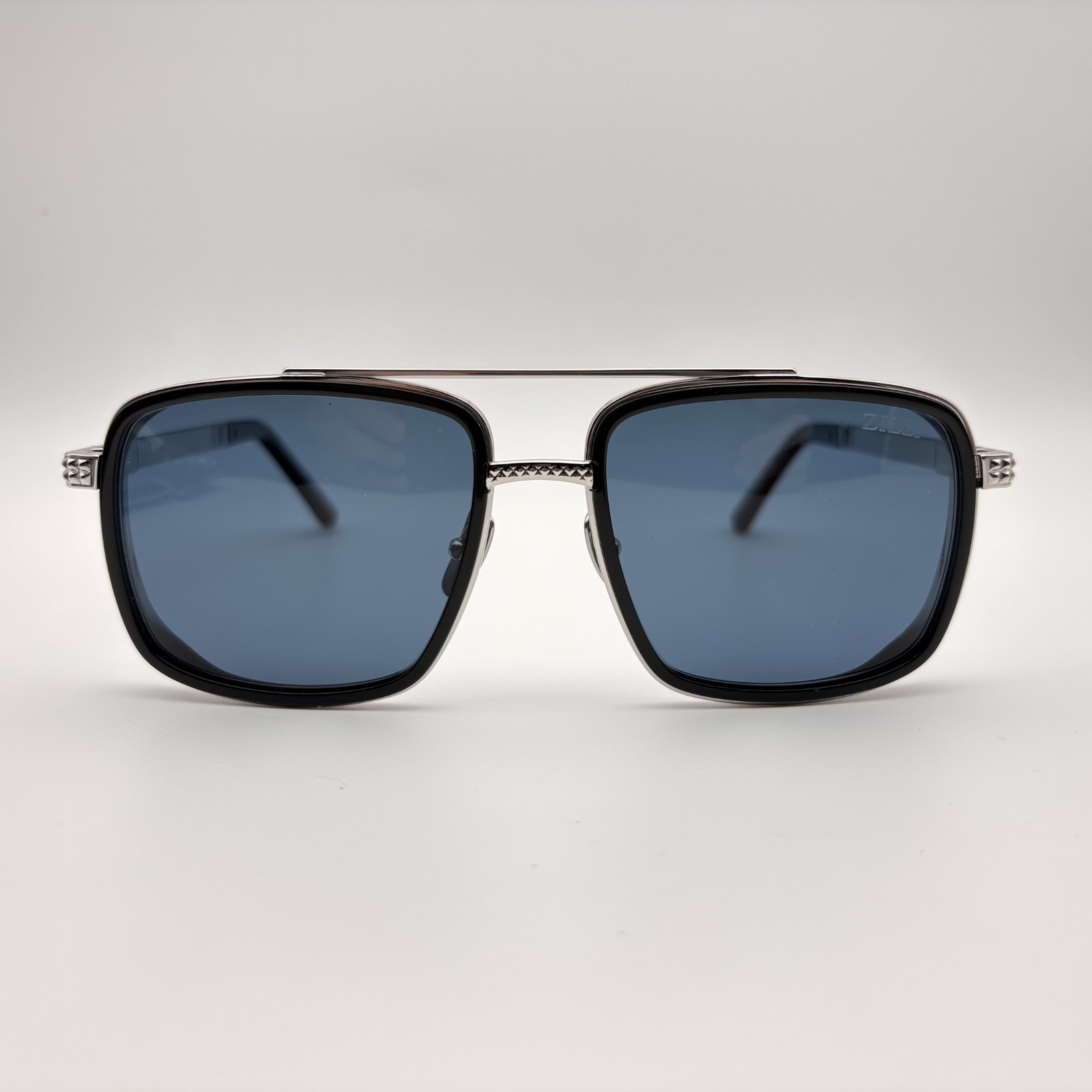 ZILLI ZI65096 C04 Gunmetal & Carbon Fiber Polarized Rectangle Sunglasses 58mm