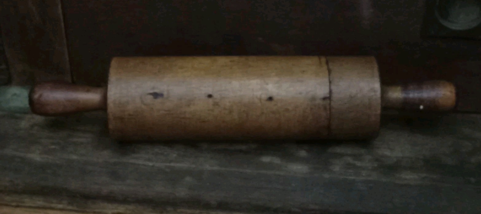 Antique Primitive Miniature Wooden Rolling Pin Hollow Spice Keep Early Kitchen