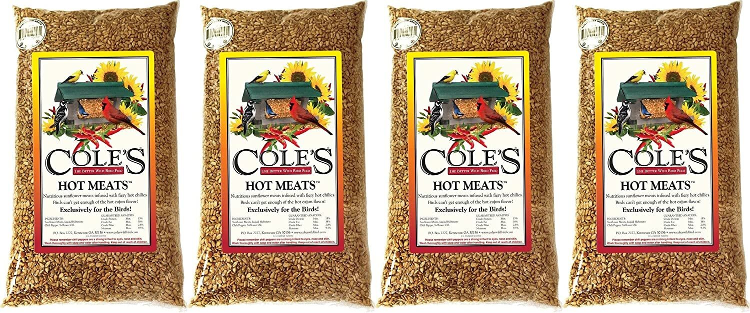 Cole\'s Hot Meats Bird Seed with Sunflower Meats & Hot Chilies, 20lb (4 Pack)