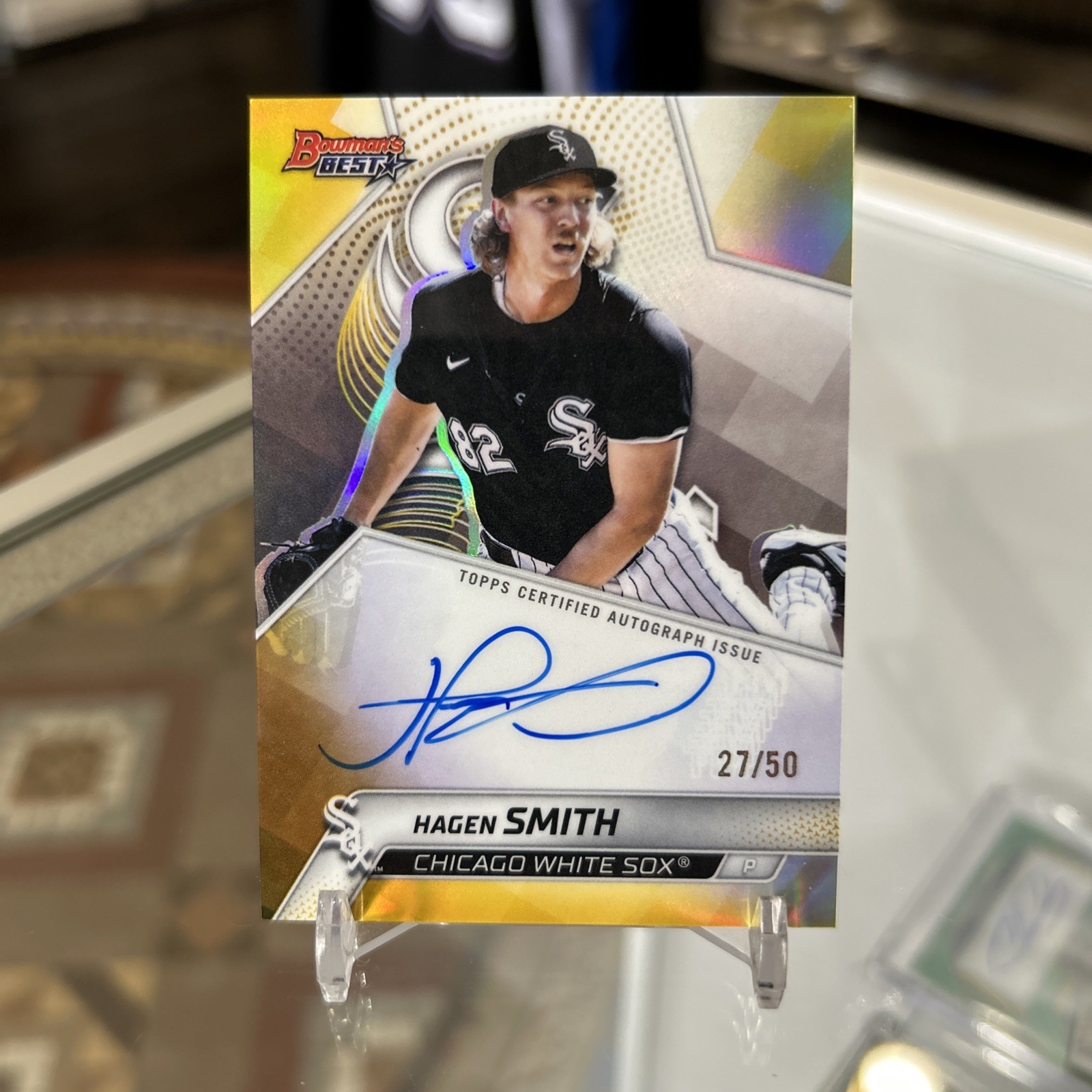 2025 Bowman\'s Best Hagen Smith Auto Rare True Gold Refractor Parallel SSP /50