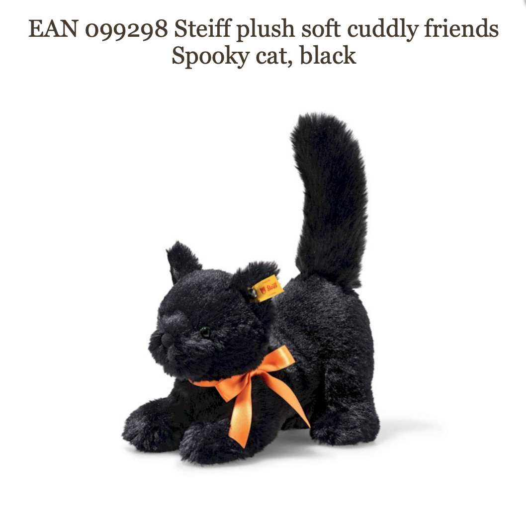 STEIFF EAN 099298 Spooky Black Cat Katze Halloween Plush Toy Excellent Condition