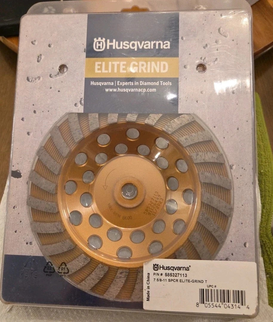 🏗Husqvarna 585327113 Elite-Grind diamond cup wheel  Spcr Elite-grind Turbo NEW