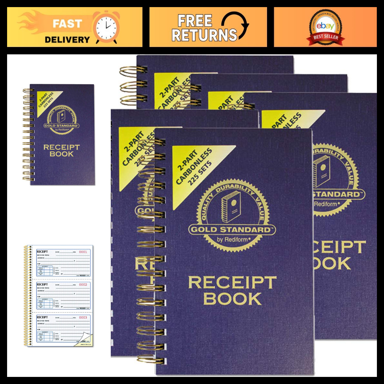 Carbonless Money Receipt Book - Two-Part, 8.5x5.5, 3 Per Page, 5 Pack Carbonless Money Receipt Book - Two-Part, 8.5x5.5, 3 Per Page, 5 Pack