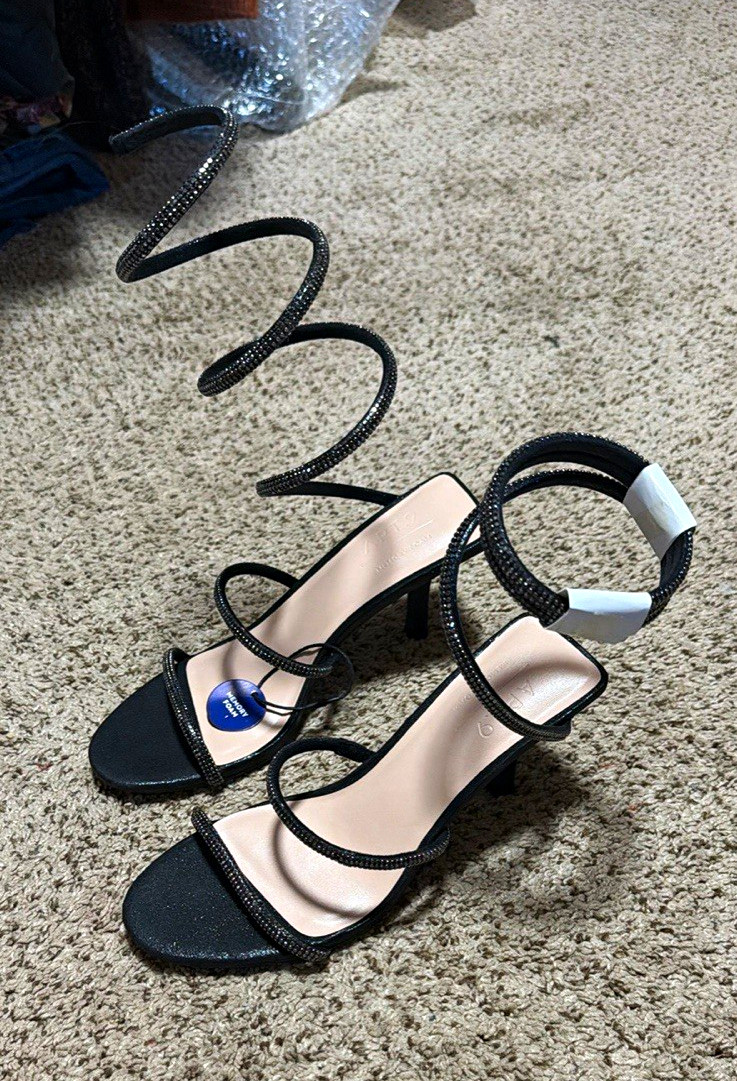 Kohl\'s Women\'s Black Rhinestone Lace-Up Strappy Ankle Strap Sandals 6M Kohl\'s Women\'s Black Rhinestone Lace-Up Strappy Ankle Strap Sandals 6M