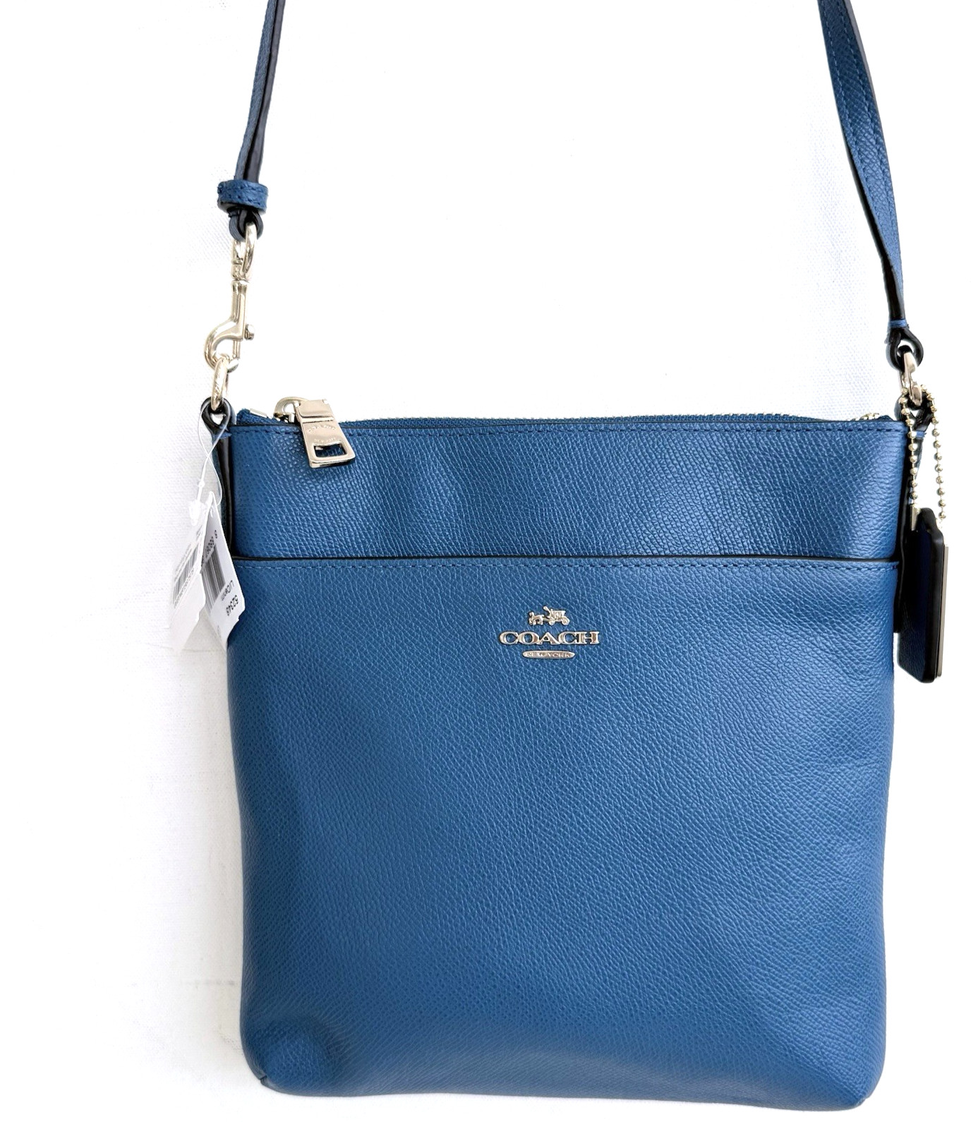 NWT Coach Texture Leather North/South File Bag Crossbody 52348 Denim Blue