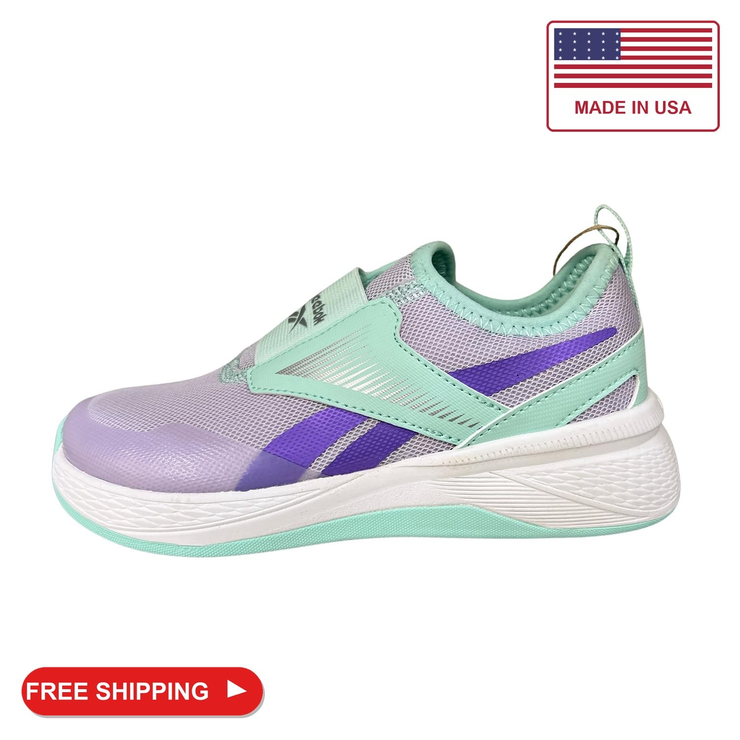 Reebok Girl\'s Nano Play Slip-On Sneaker, Digital Gleam/Glitch Aqua/Solar Purple,