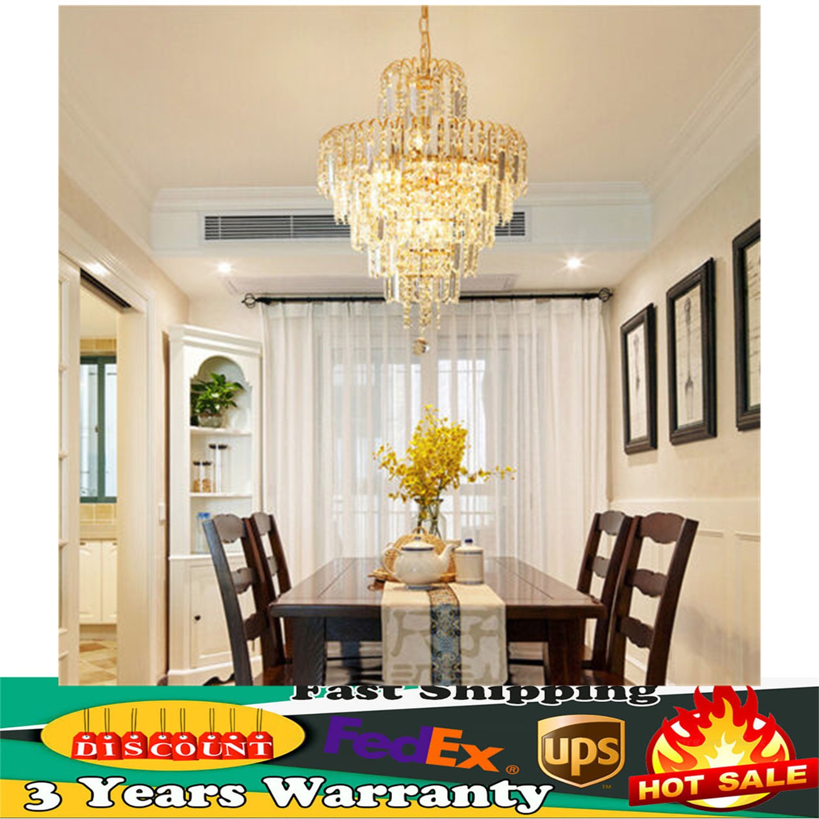 Luxury Crystal Chandelier Modern Ceiling Light Lamp Pendant Fixture Lighting NEW