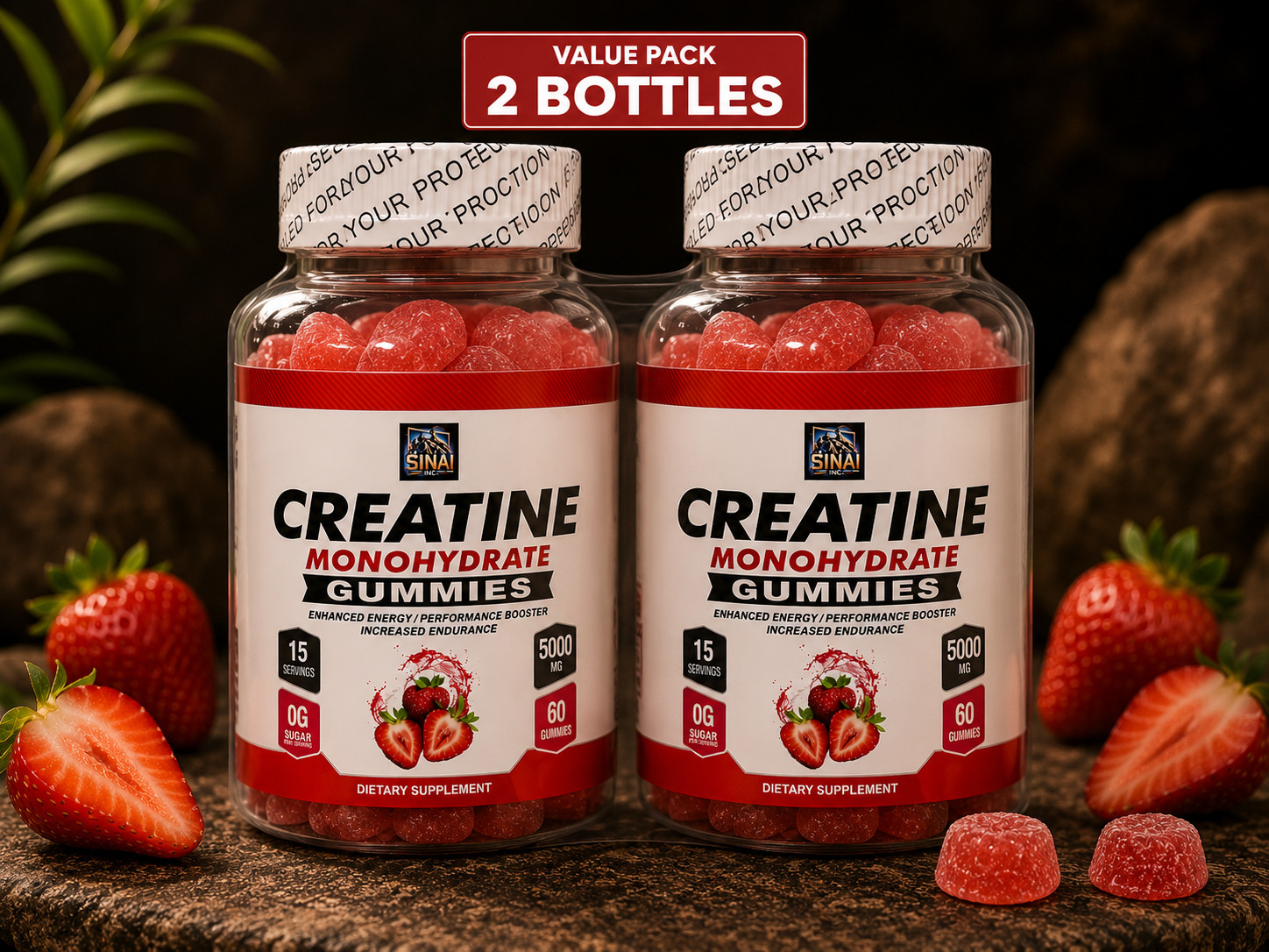Creatine Monohydrate Gummies - Muscle, Stamina, & Recovery - Sugar-Free - 120ct