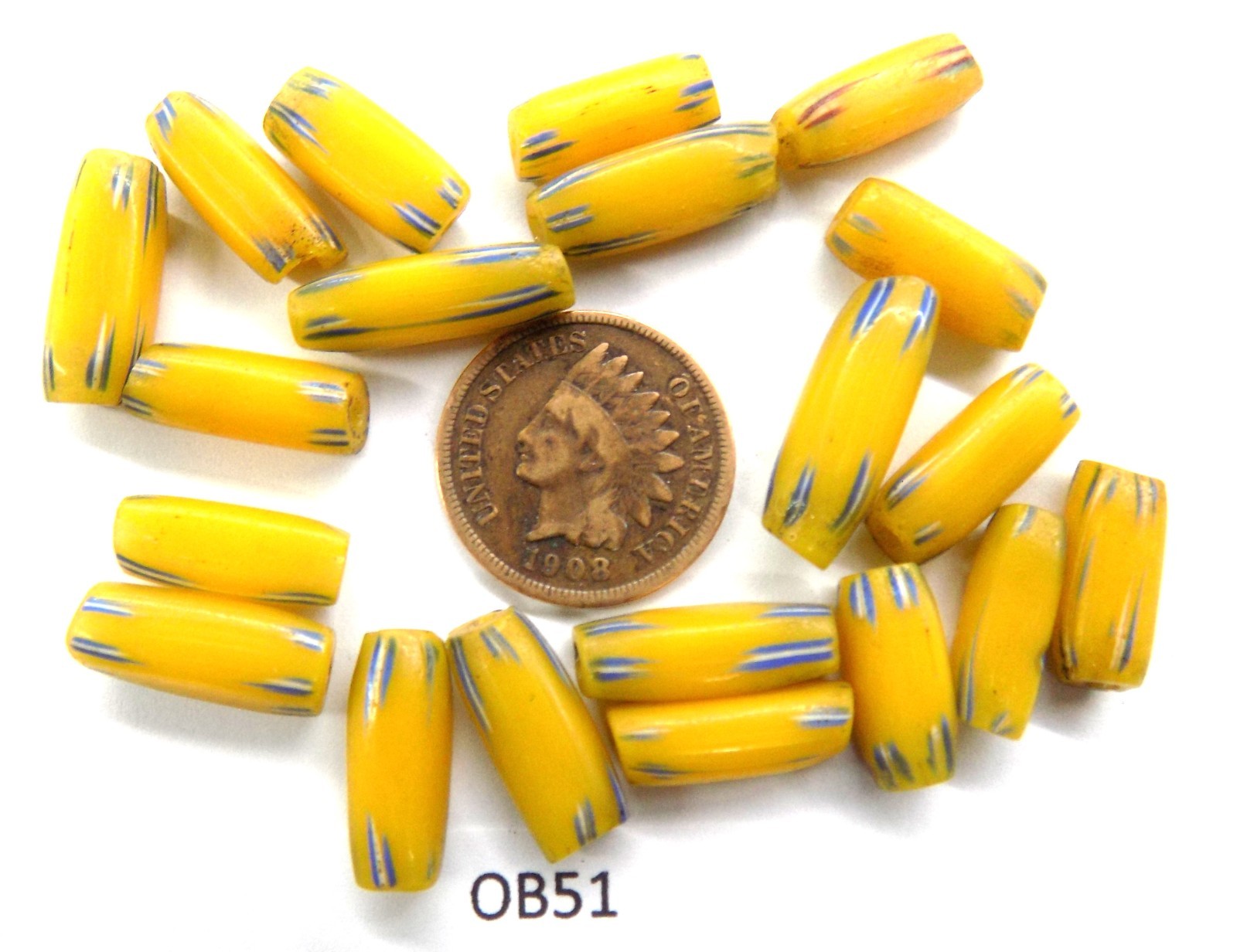 20 Venetian Original  OLD Striped Antique Trade Beads   OB51  BG 86