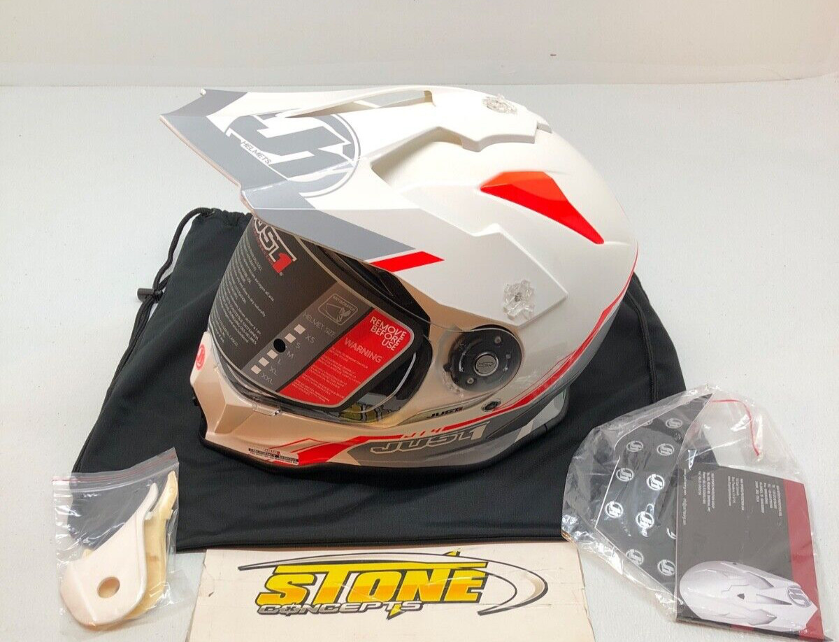 JUST1 J14 Helmet Line Silver White Gloss Medium M 607329018100104 Motorcycle