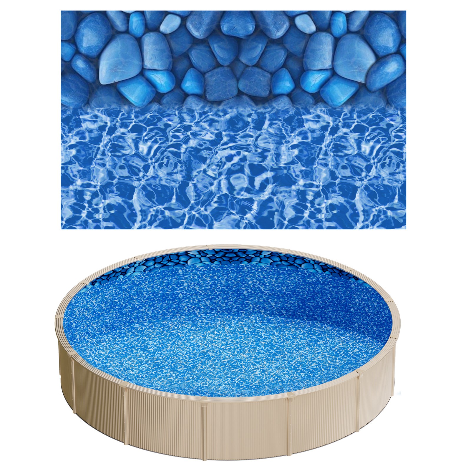 Uimoso 24ft Round Pool Liner Duobead 52in Wall Height Durable Vinyl Boulder