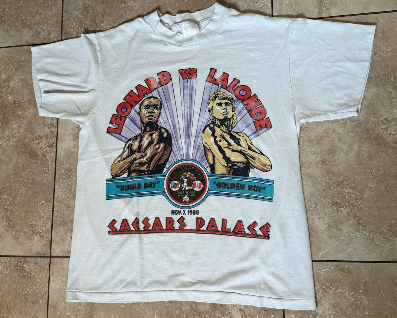 Vintage 1988 Boxing Tee Sugar Ray Leonard Vs Lalonde