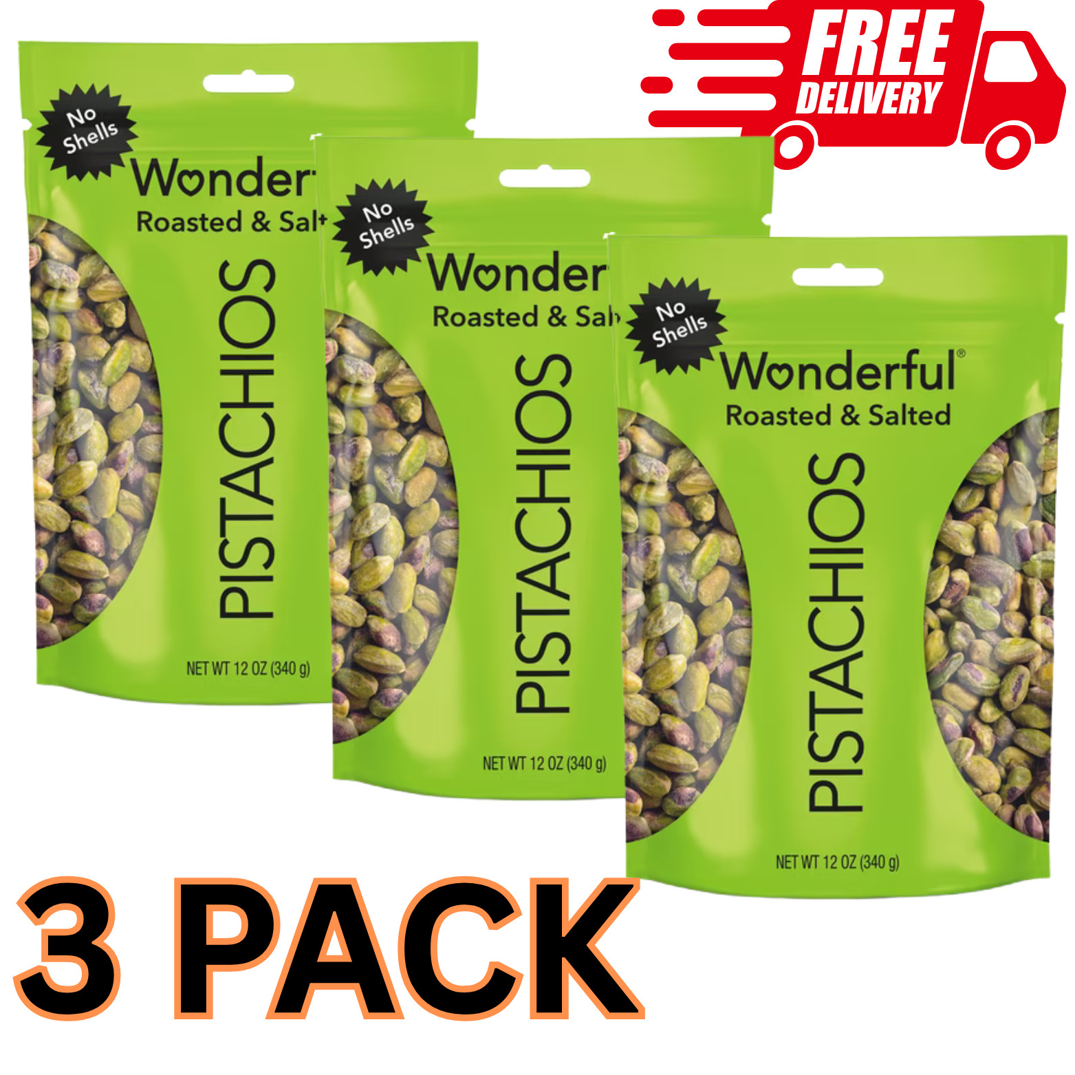 Wonderful Pistachios No-Shell Roasted and Salted Nuts 36 Ounce Resealable Bags Wonderful Pistachios No-Shell Roasted and Salted Nuts 36 Ounce Resealable Bags