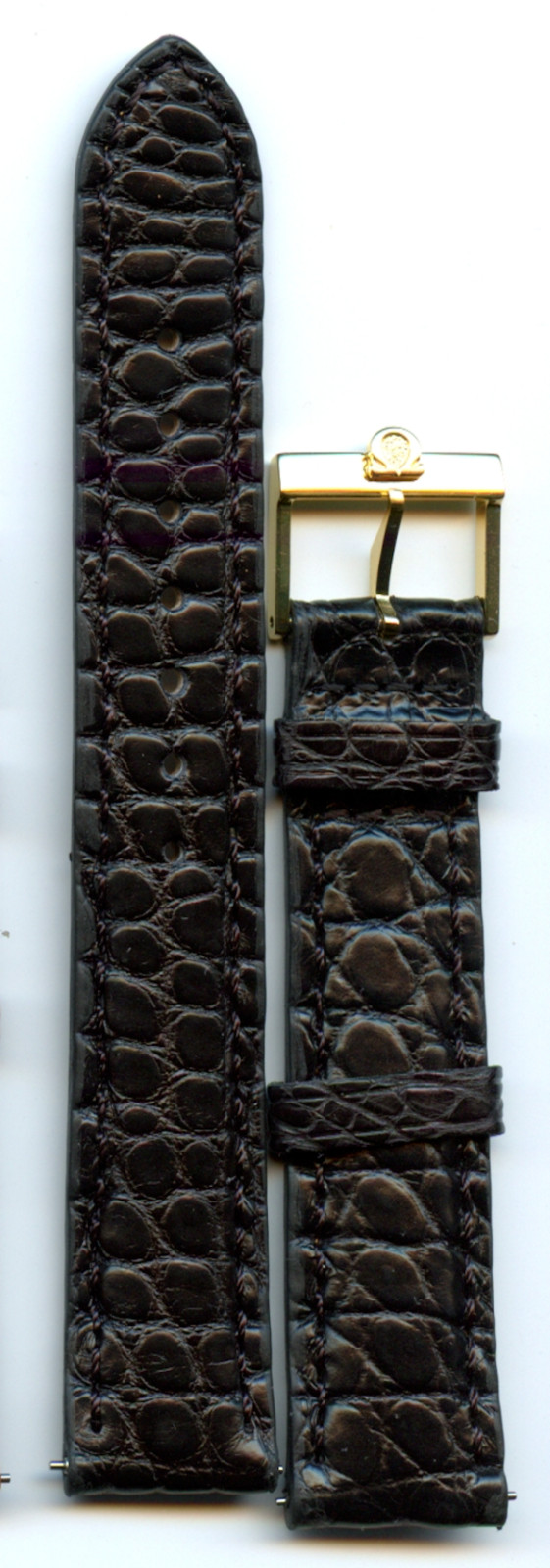Genuine 16mm 17mm 18mm Black Alligator Strap & Vintage Omega Buckle Genuine 16mm 17mm 18mm Black Alligator Strap & Vintage Omega Buckle