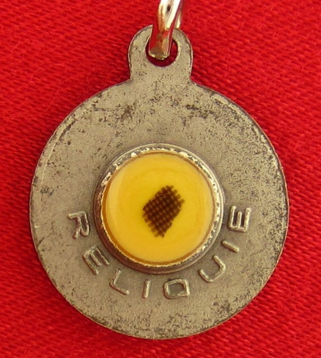Vintage MARCELLE MALLET Relic Medal 3RD CLASS Religious Catholic Relic Cloth