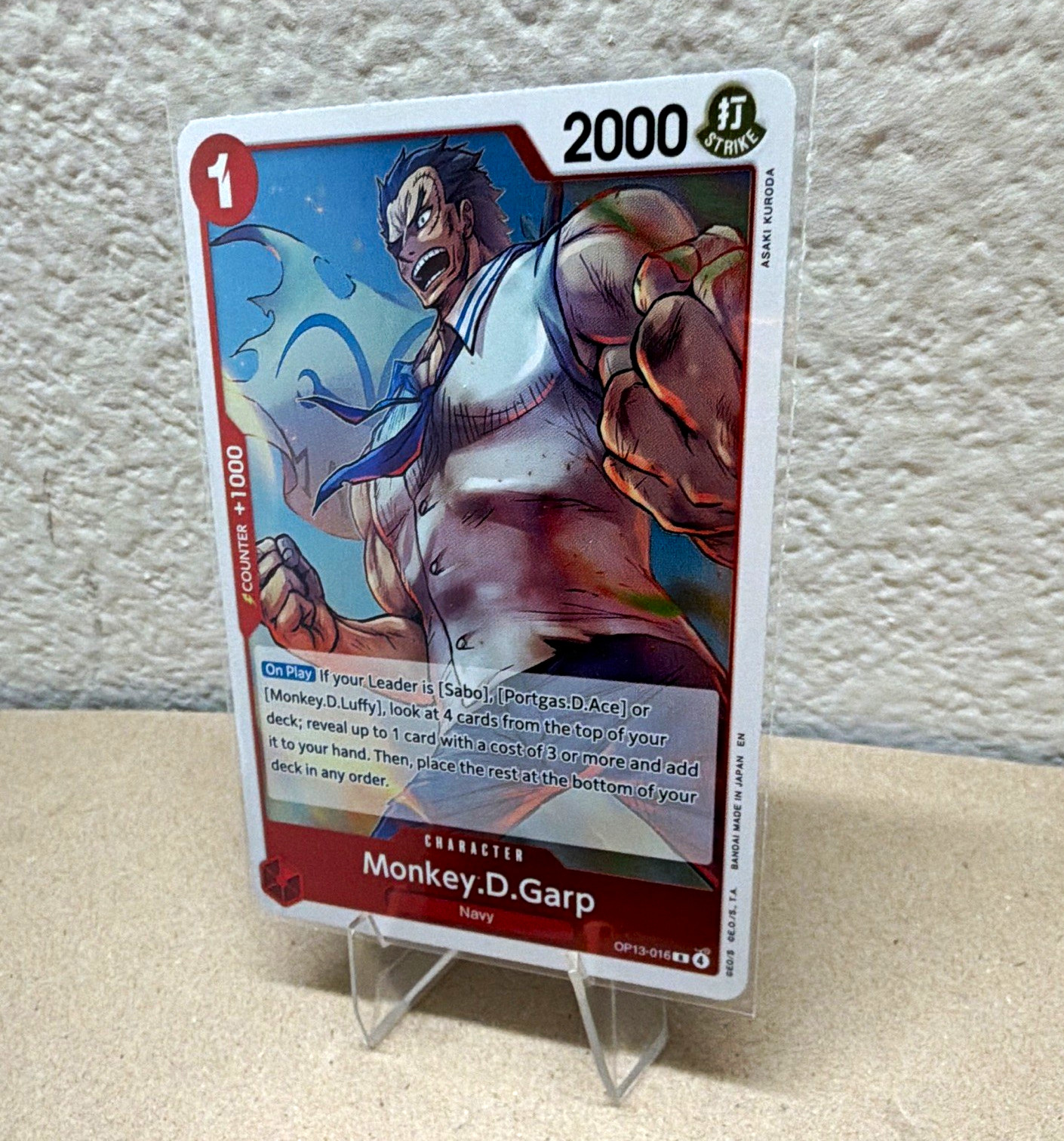 Bandai One Piece CCG Monkey D. Garp Rare Foil Alt Art OP13-016 English