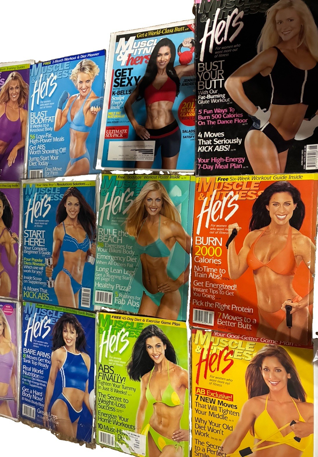 Lot of Vintage Muscle & Fitness Hers Magazine Collection –18 issues  (1999–2004