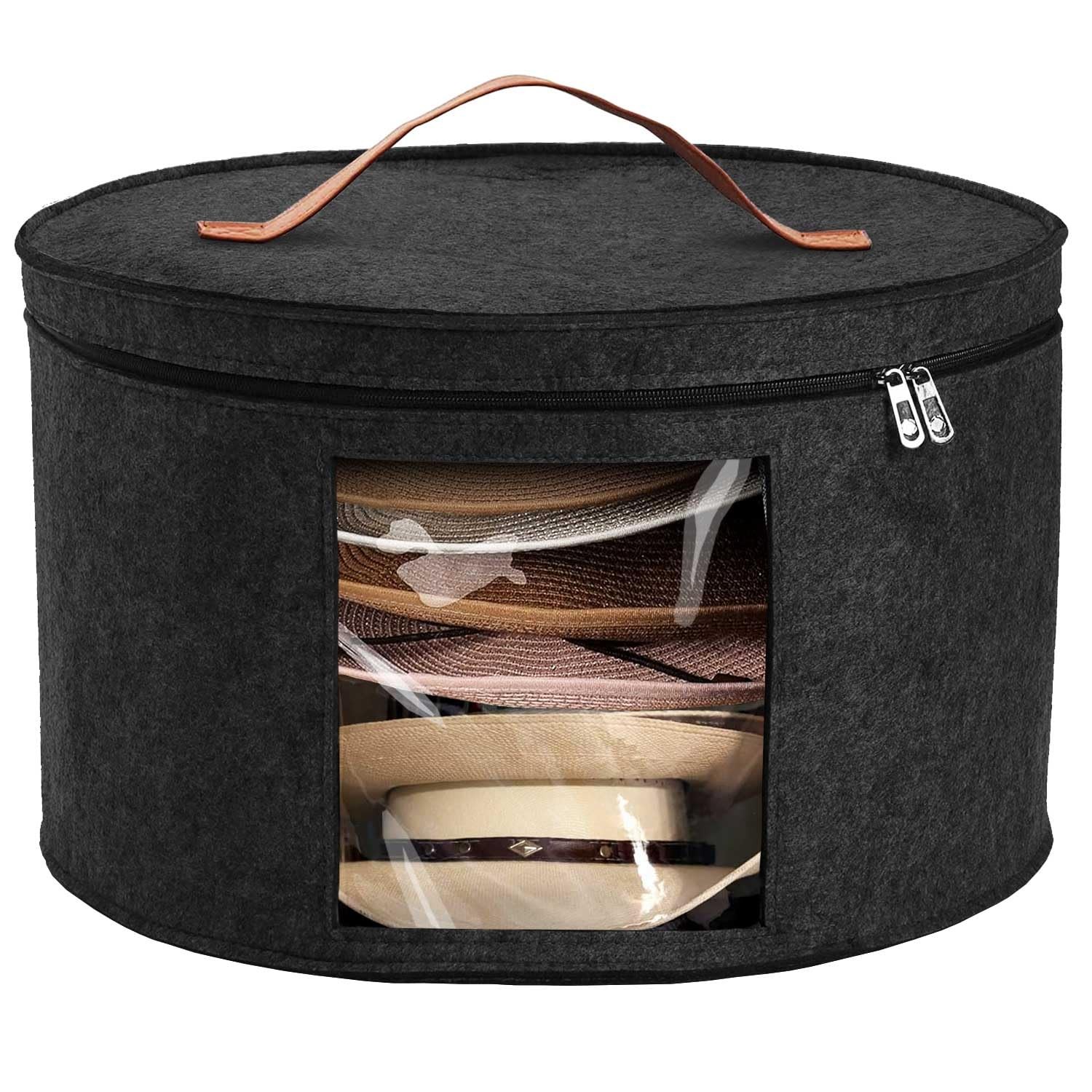 Hat Box, Travel Hat Storage Box, Foldable Space-saving Hats Boxes Organizer for