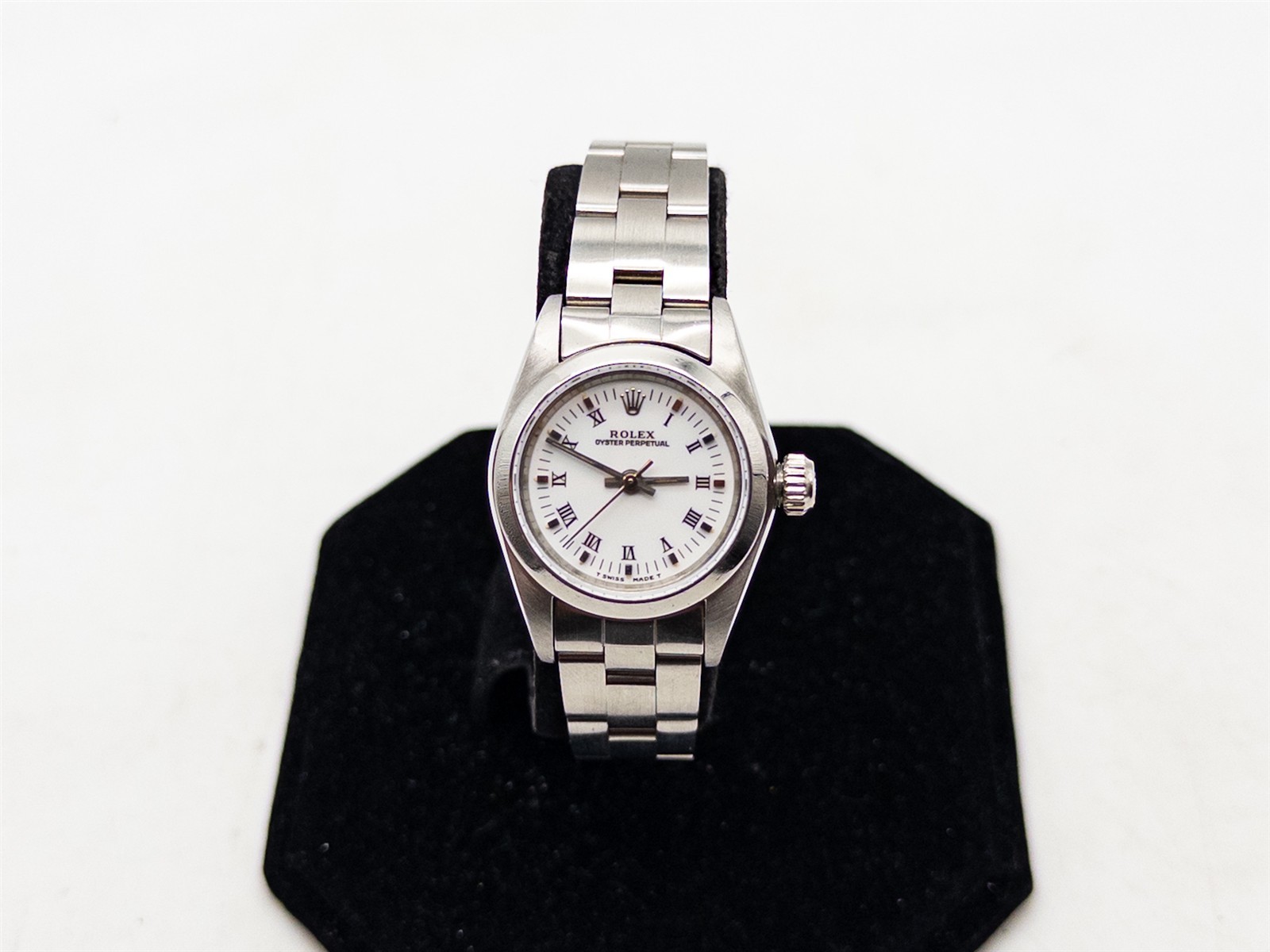 Estate $9000 ROLEX REF 67180 WHITE ROMAN SS Ladies 24mm Watch SERVIVED