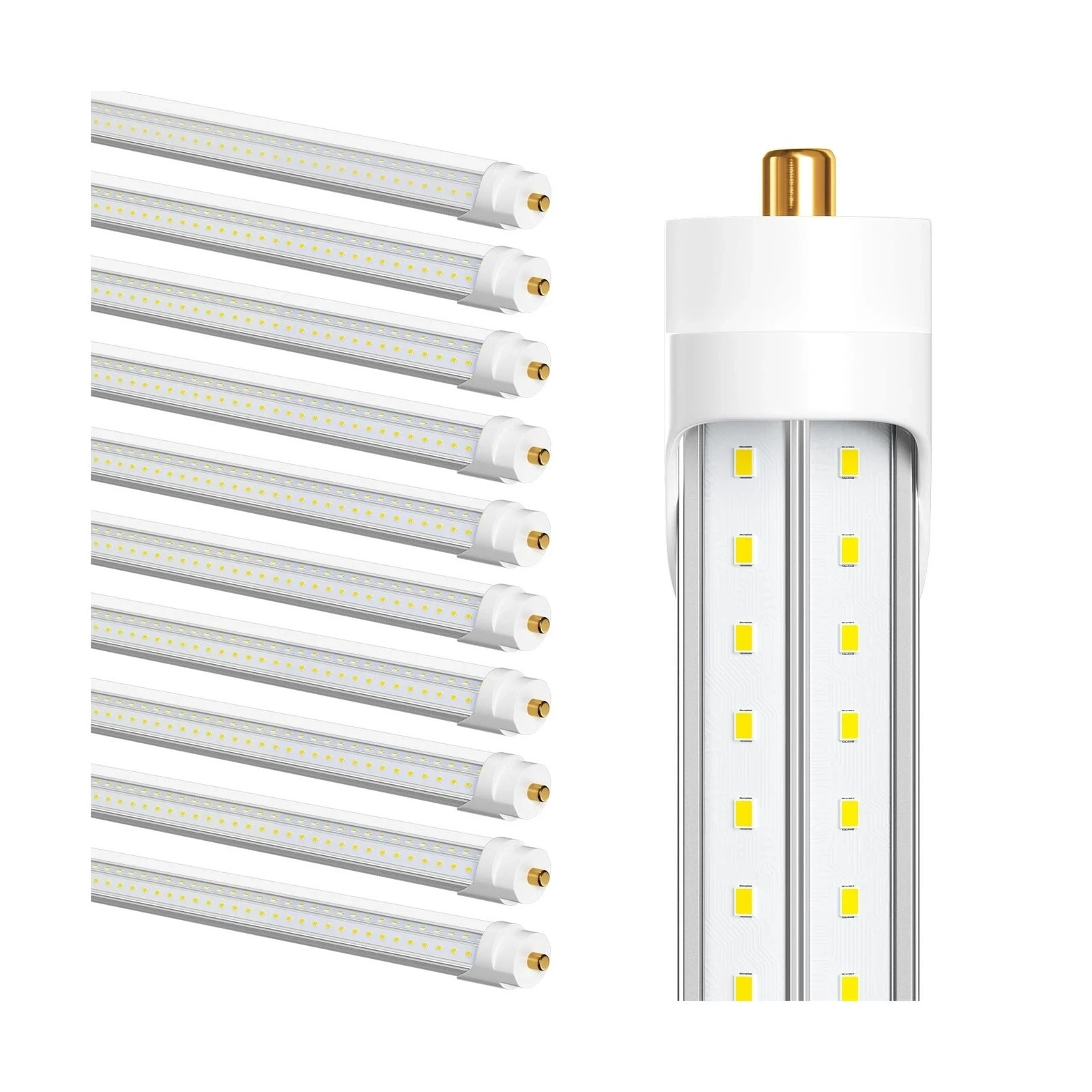 8FT LED Tube Bulbs 75W T10 T12 FA8 Single Pin 5000K 8 Foot LED Shop Light 10Pack