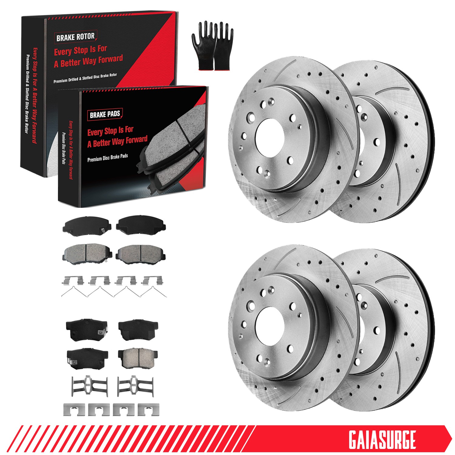 2.4L Front Rear Drilled Slotted Brake Rotors Pads for 2003 - 2011 Honda Element