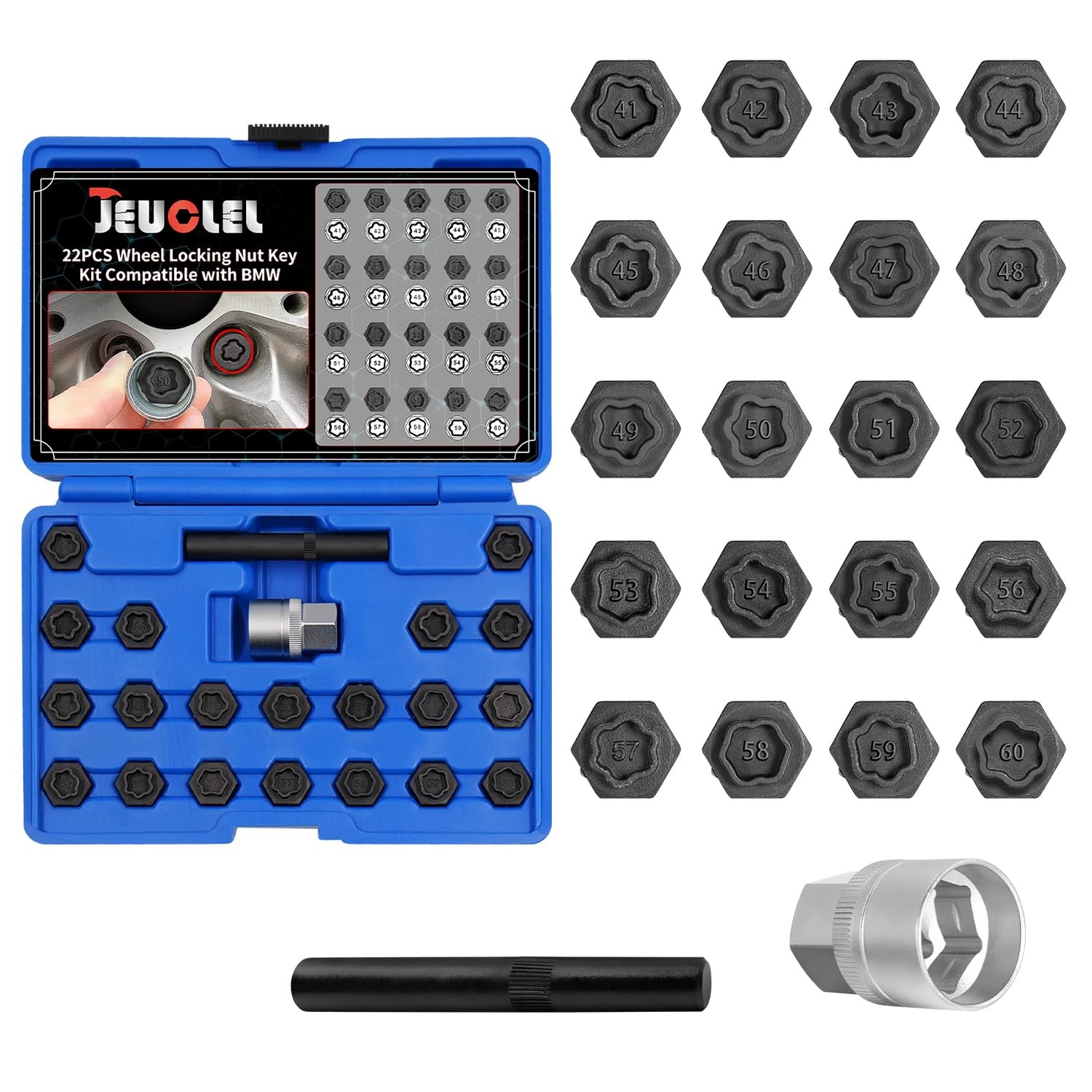 JEUCLEL 22PCS Wheel Locking Nut Key Kit Compatible with BMW Series | Wheel Lo...