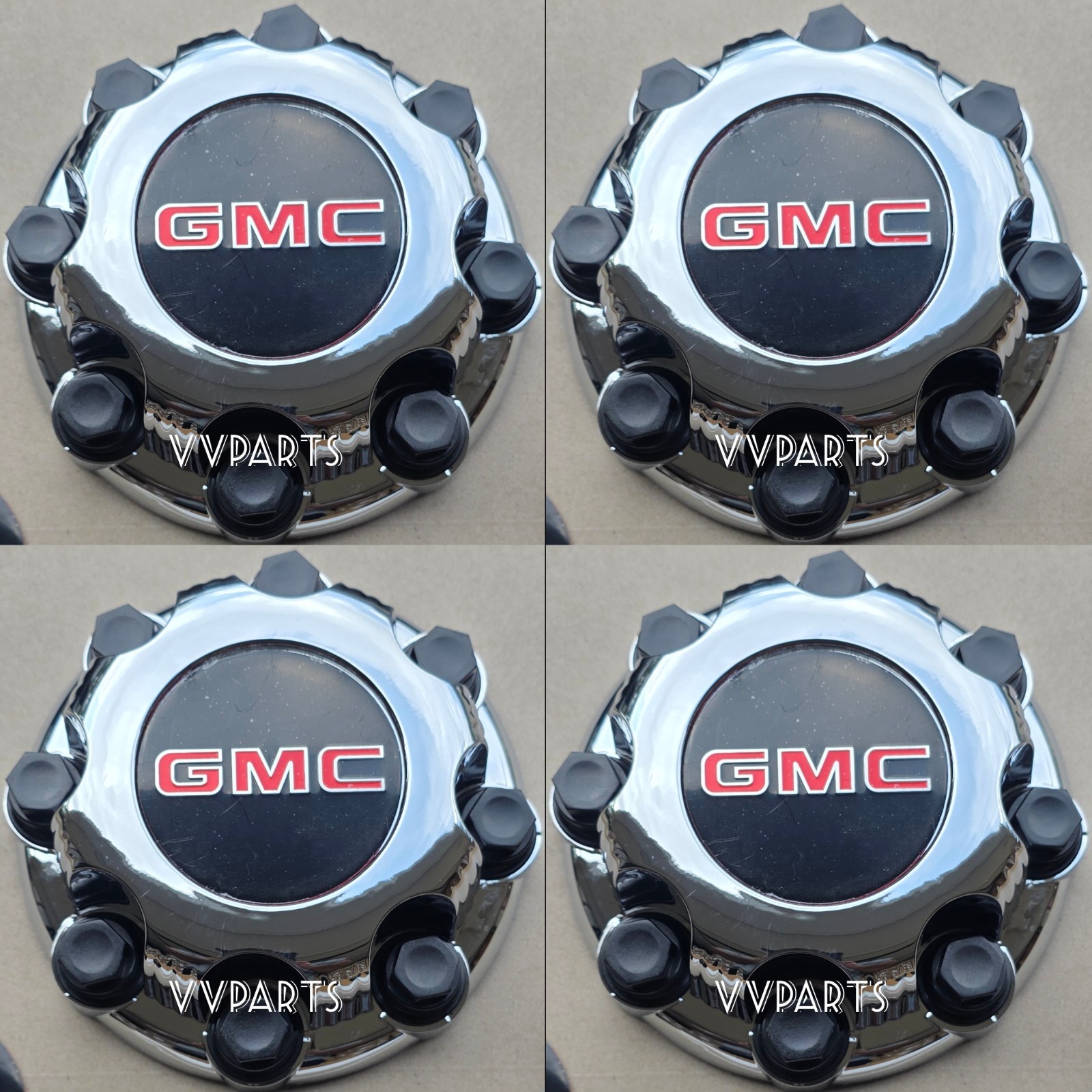 BLACK GMC SILVERADO AVALANCHE SIERRA 8 LUG 1500 2500 CHROME WHEEL HUB CENTER CAP