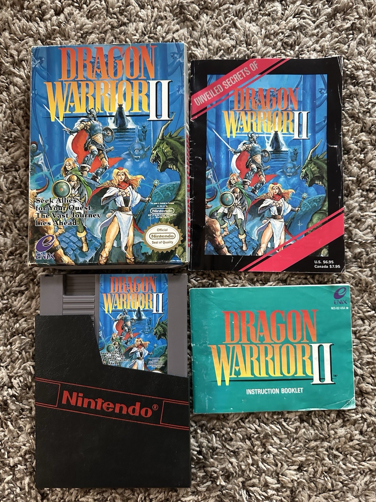 Dragon Warrior II 2 NES Game Cartridge w/Box & Manual