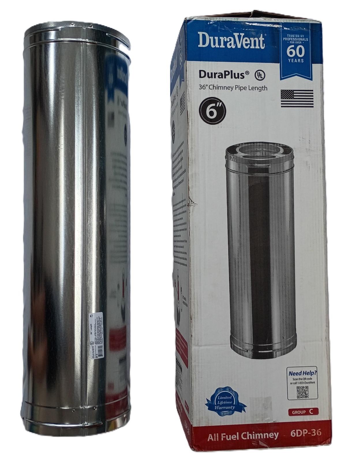 DuraPlus 6DP-36 Chimney Pipe 6 DuraPlus 6DP-36 Chimney Pipe 6