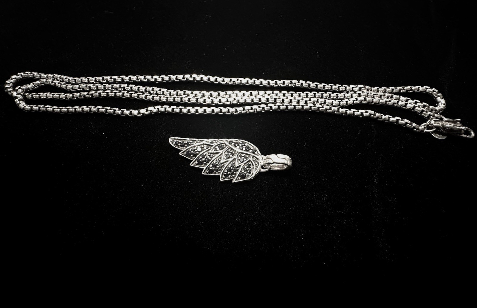 John Hardy Legends Eagle Wing Pendant Black Sapphire Spinel Naga Box Chain 26\