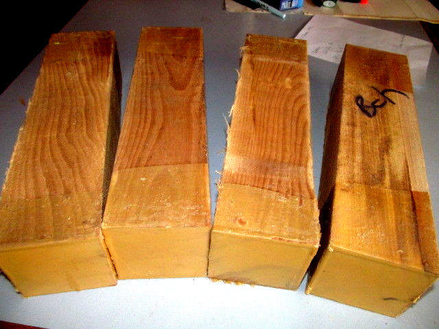 FOUR (4) BEAUTIFUL BEECH TURNING BLANKS LUMBER WOOD LATHE CARVE 3 X 3 X 12\