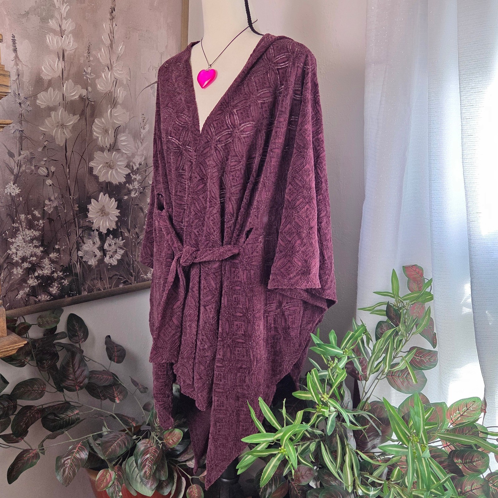 Torrid Kimono Wrap Plum Burgundy Geometric Lace Tie Waist One Size 42540296 Torrid Kimono Wrap Plum Burgundy Geometric Lace Tie Waist One Size 42540296