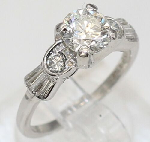 GIA Certified Estate Platinum Round Diamond Engagement Ring 1.71 tcw Size 4.5