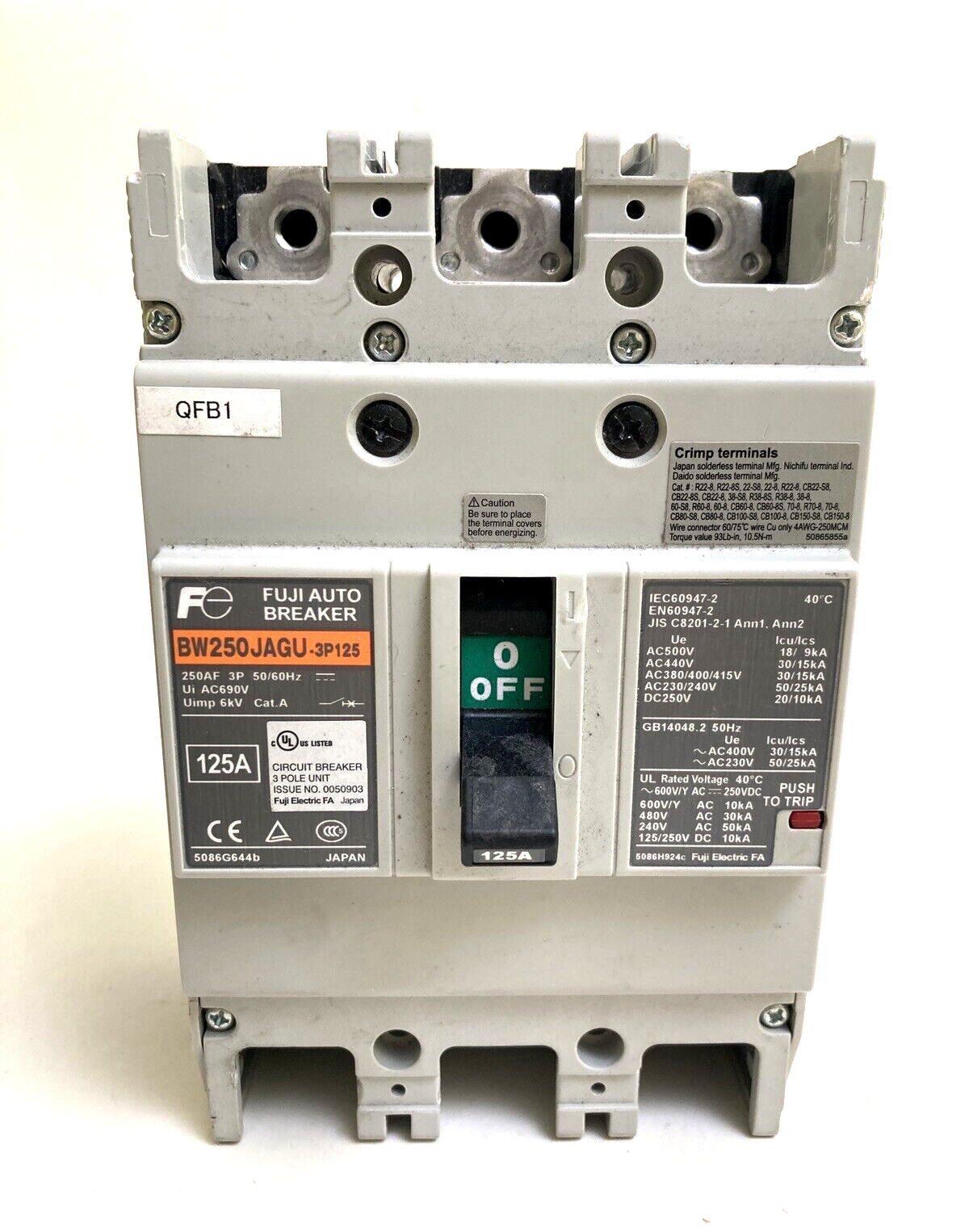 FUJI ELECTRIC BW250JAGU-3P125 / BW250JAGU3P125 (NEW TAKE OUT) FAST SHIPPING