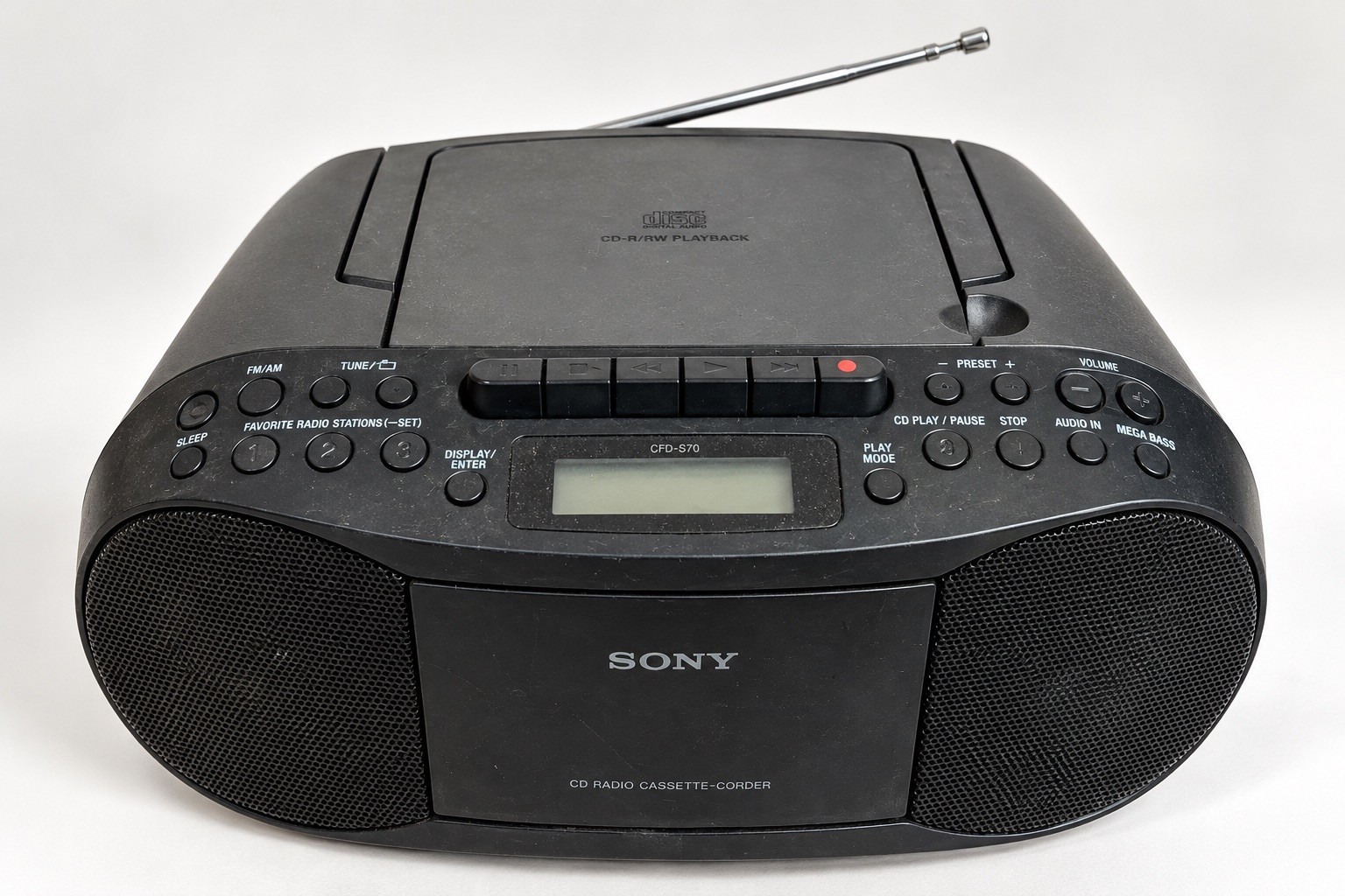 Sony CFD-S70 CD Cassette Boombox AM/FM Radio Mega Bass TESTED WORKING w Cord