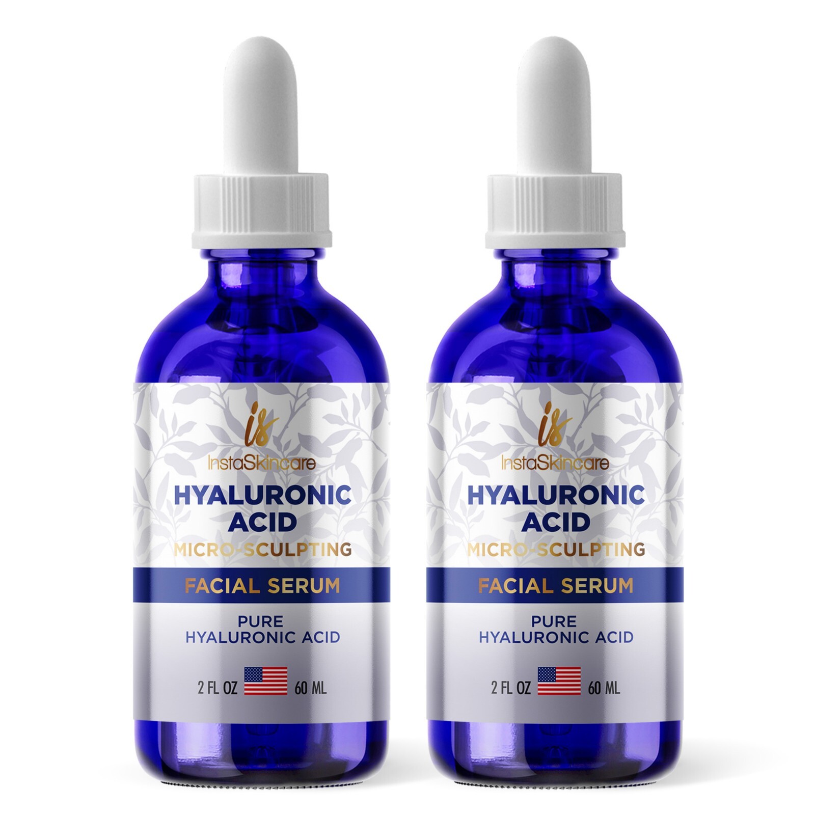 2 Pack Hyaluronic Acid Serum Hydration Anti Aging Face Wrinkle Skincare 2oz Each