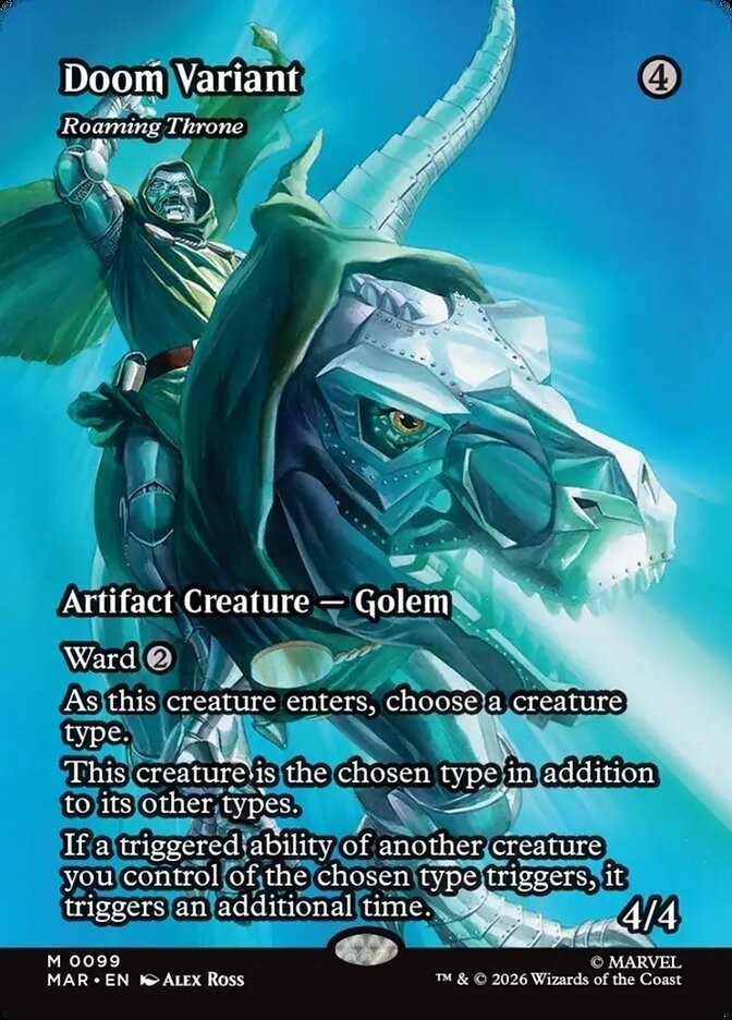 Doom Variant - Roaming Throne (Borderless) Marvel Universe Foil Playtest Card Doom Variant - Roaming Throne (Borderless) Marvel Universe Foil Playtest Card