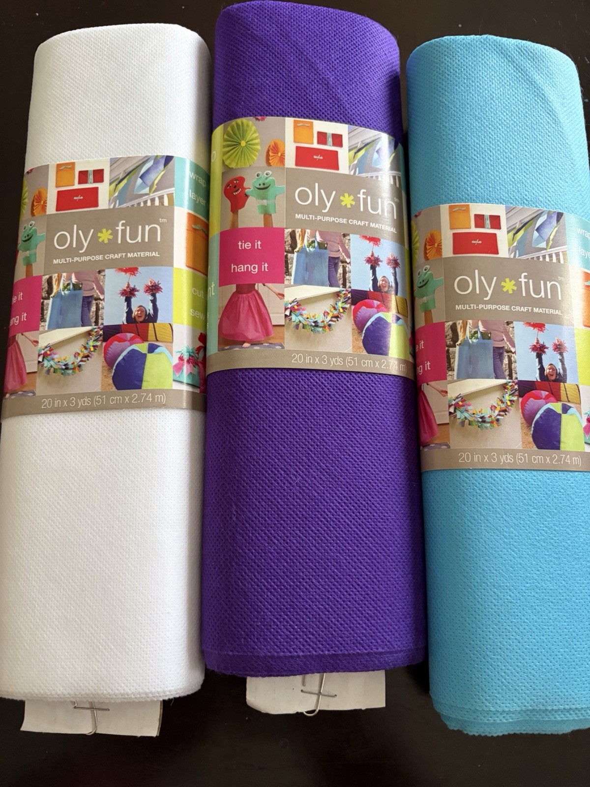 Lot of 3 Fairfield Oly*Fun Craft Material Rolls 20\