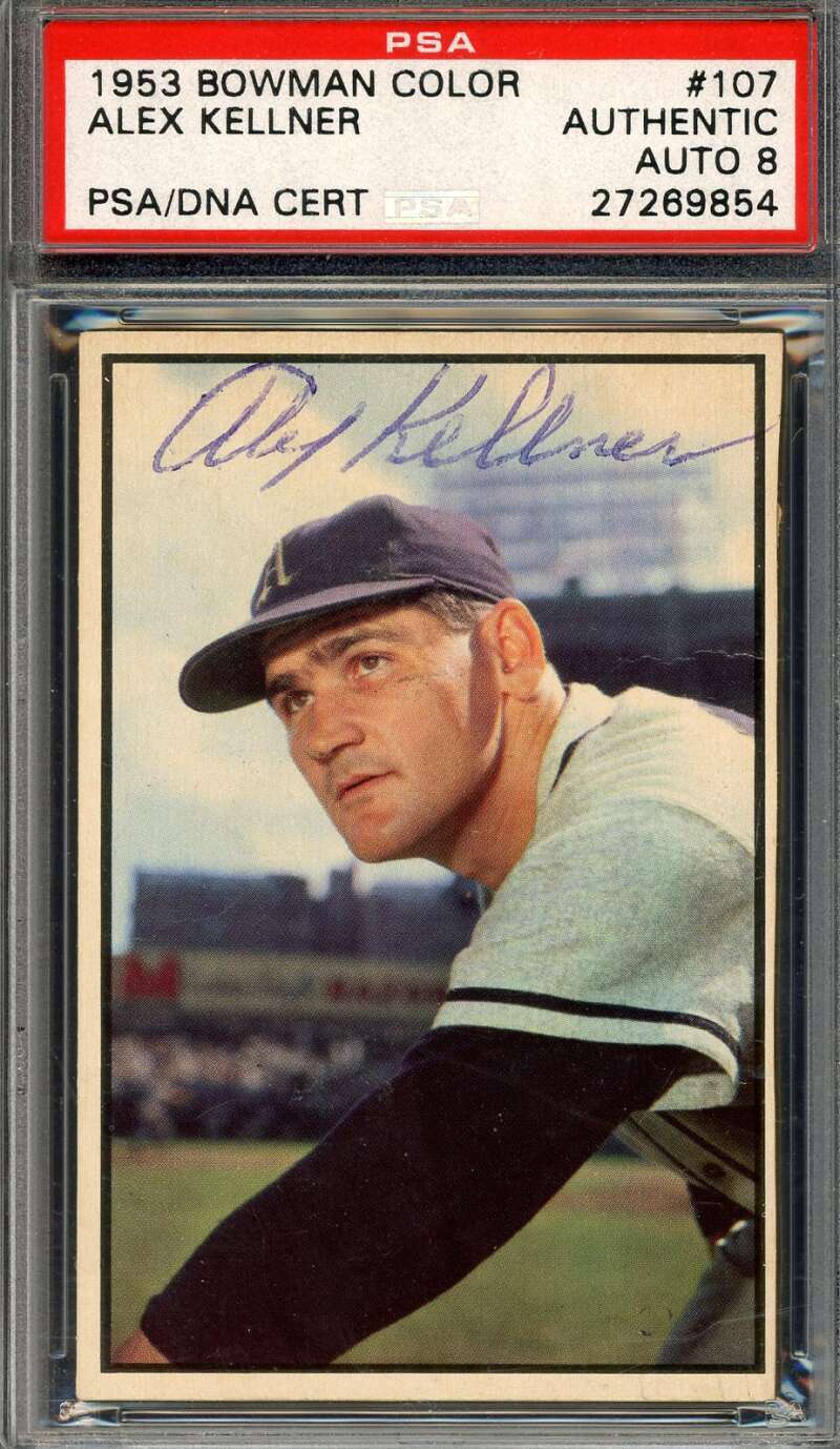 Alex Kellner PSA DNA Signed 1953 Bowman Color Autograph
