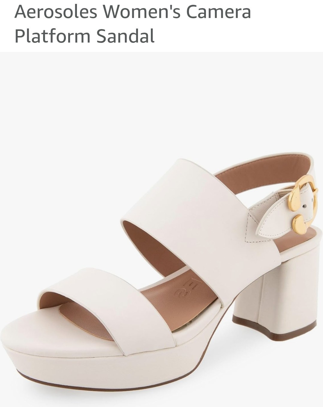 Aerosoles Camera Platform Sandal Eggshell Leather Women\'s Size 8.5 - New 