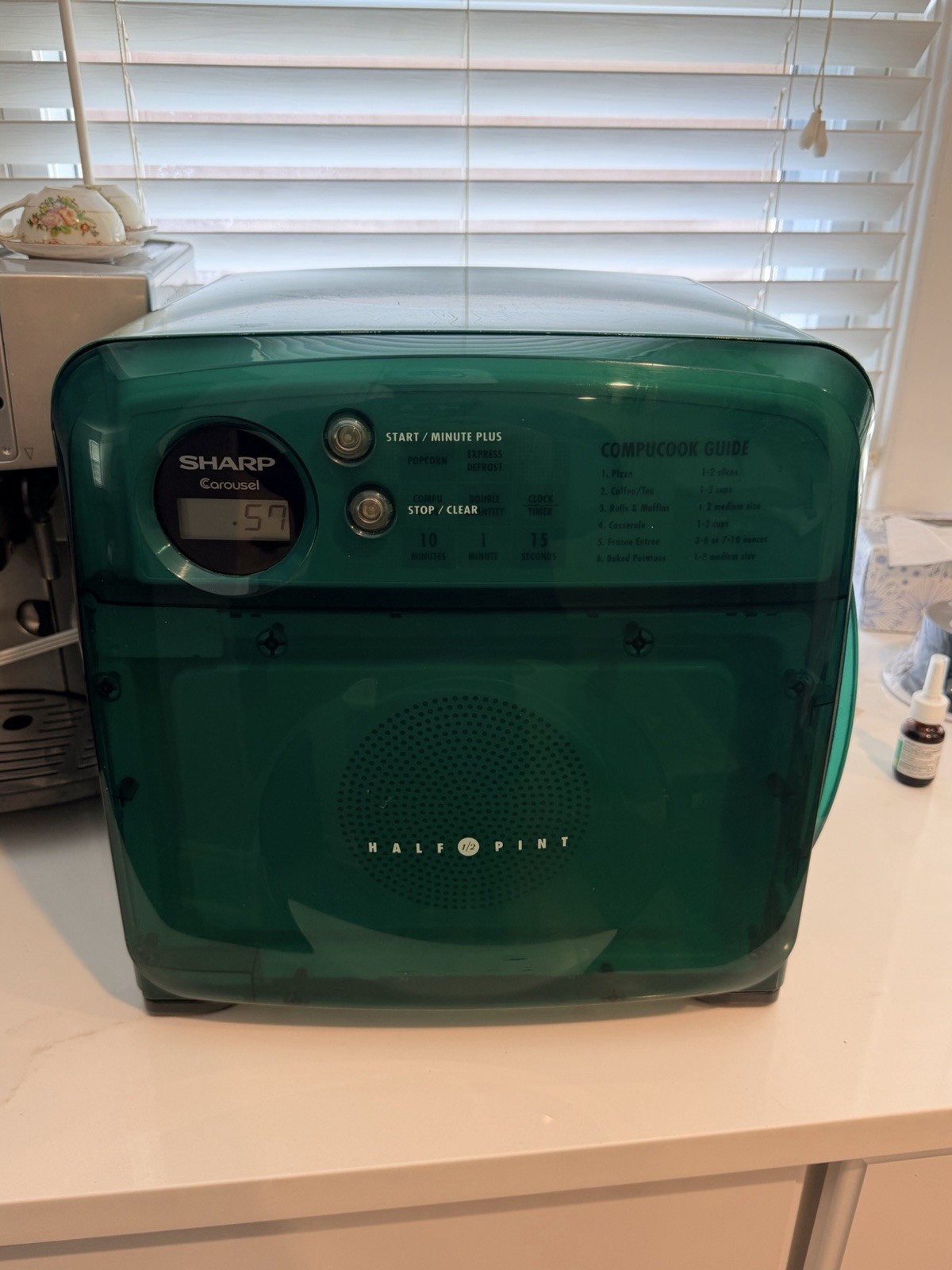 Rare Sharp Carousel Half Pint R-120DG Transparent Green Microwave TESTED WORKING