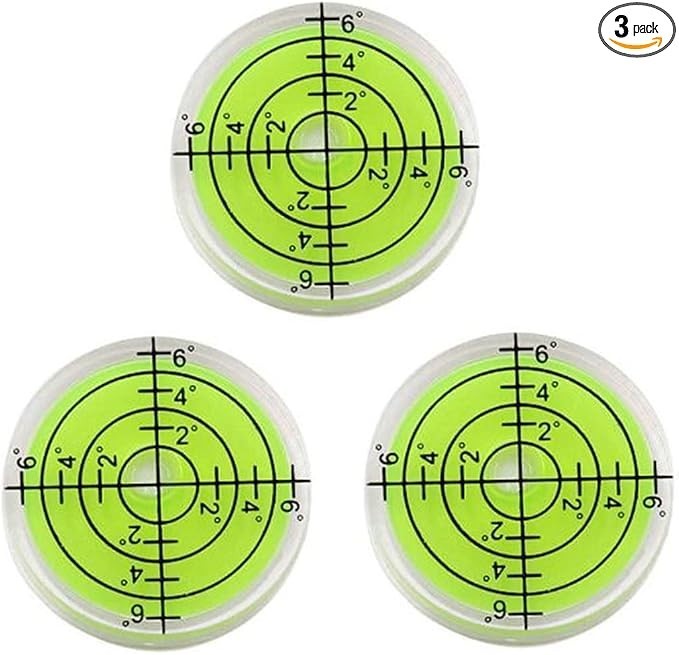 3Pcs Circular Bubble Level Bullseye Degree Marked Surface Round Spirit Levels