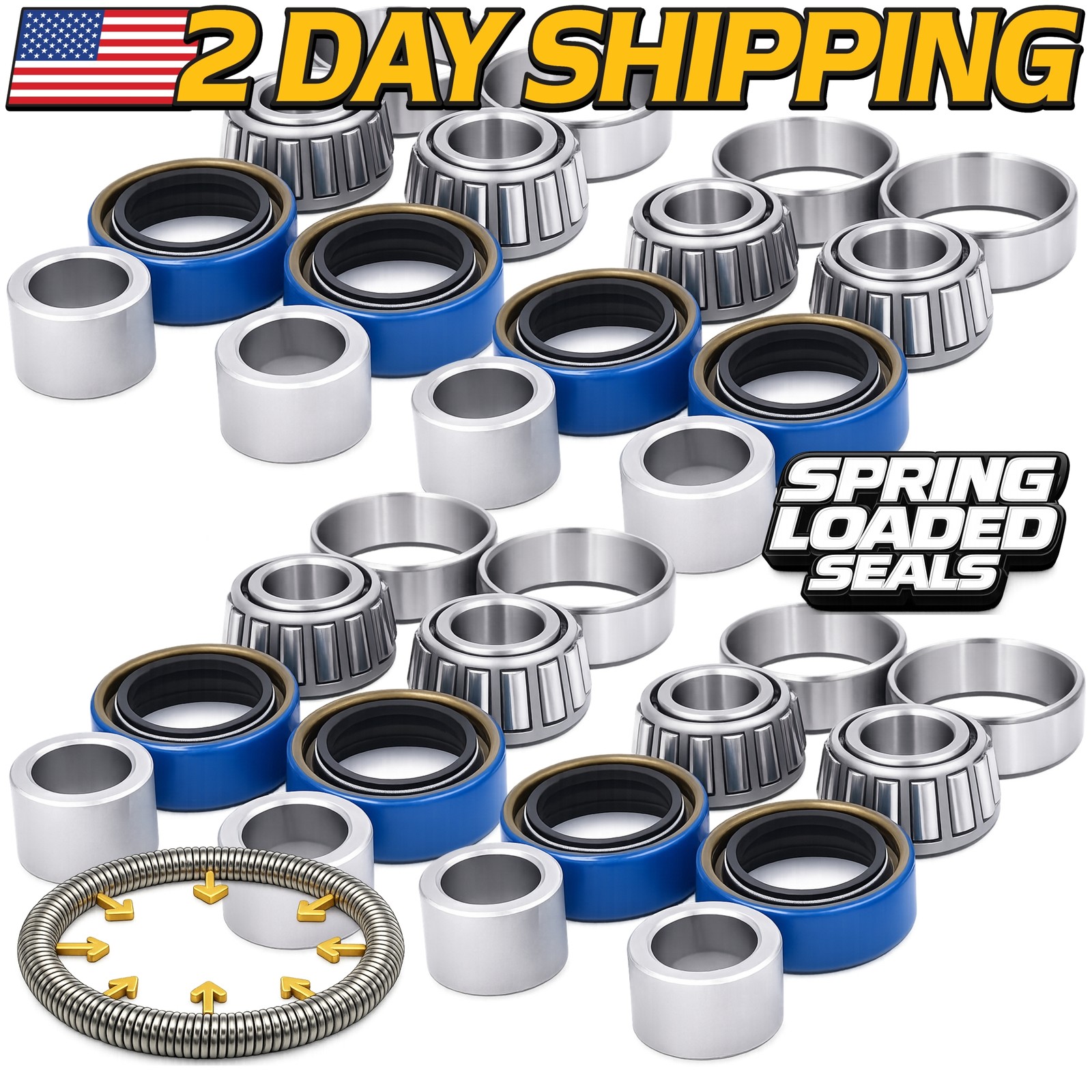 (4 Kits) Front Wheel Bearing Rebuild Kit fits Scag 482621 w/ UPGRADED SEALS