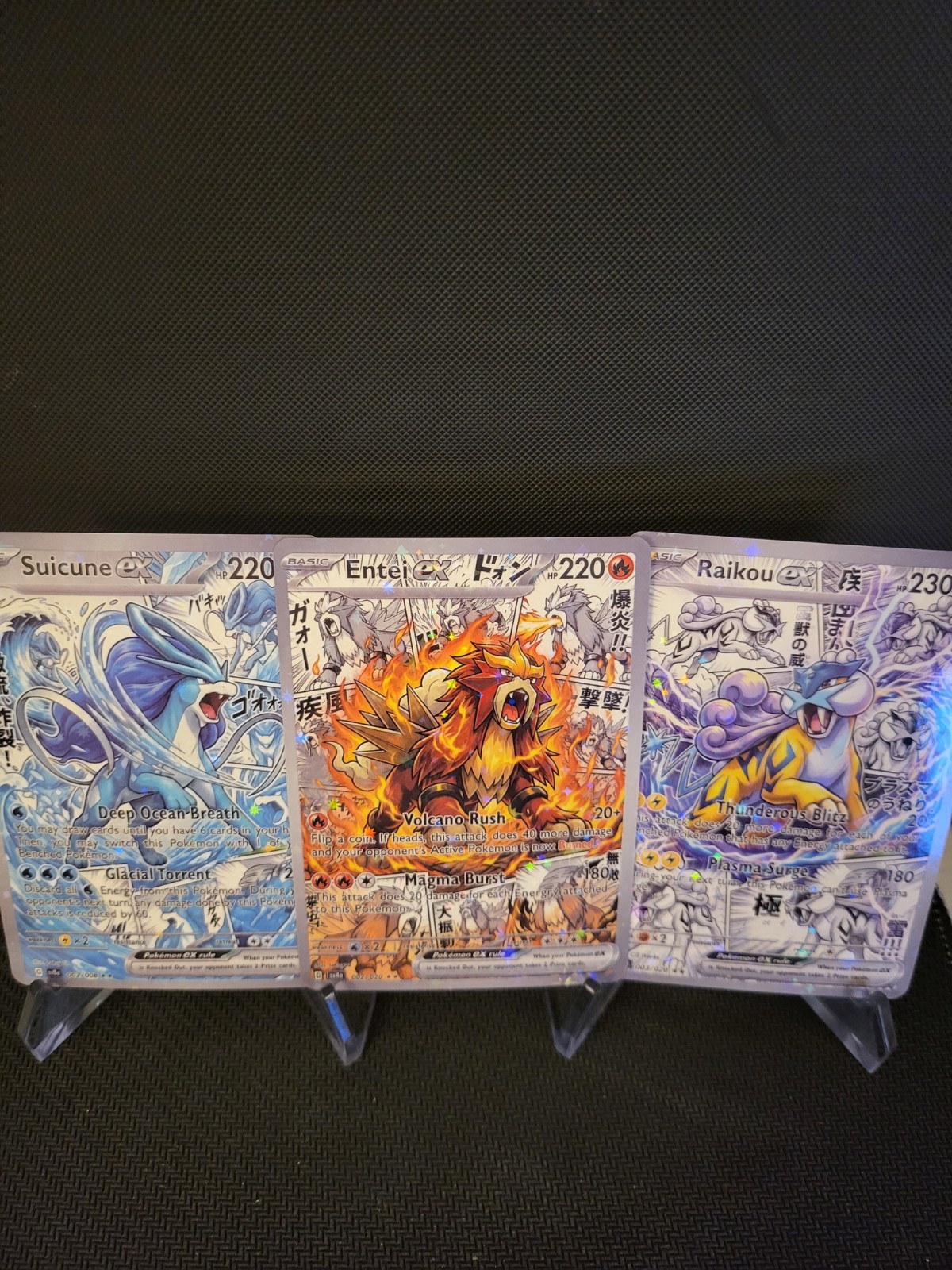 Entei Raikou Suicune EX Pokemon Card FULL ART Display Art Card
