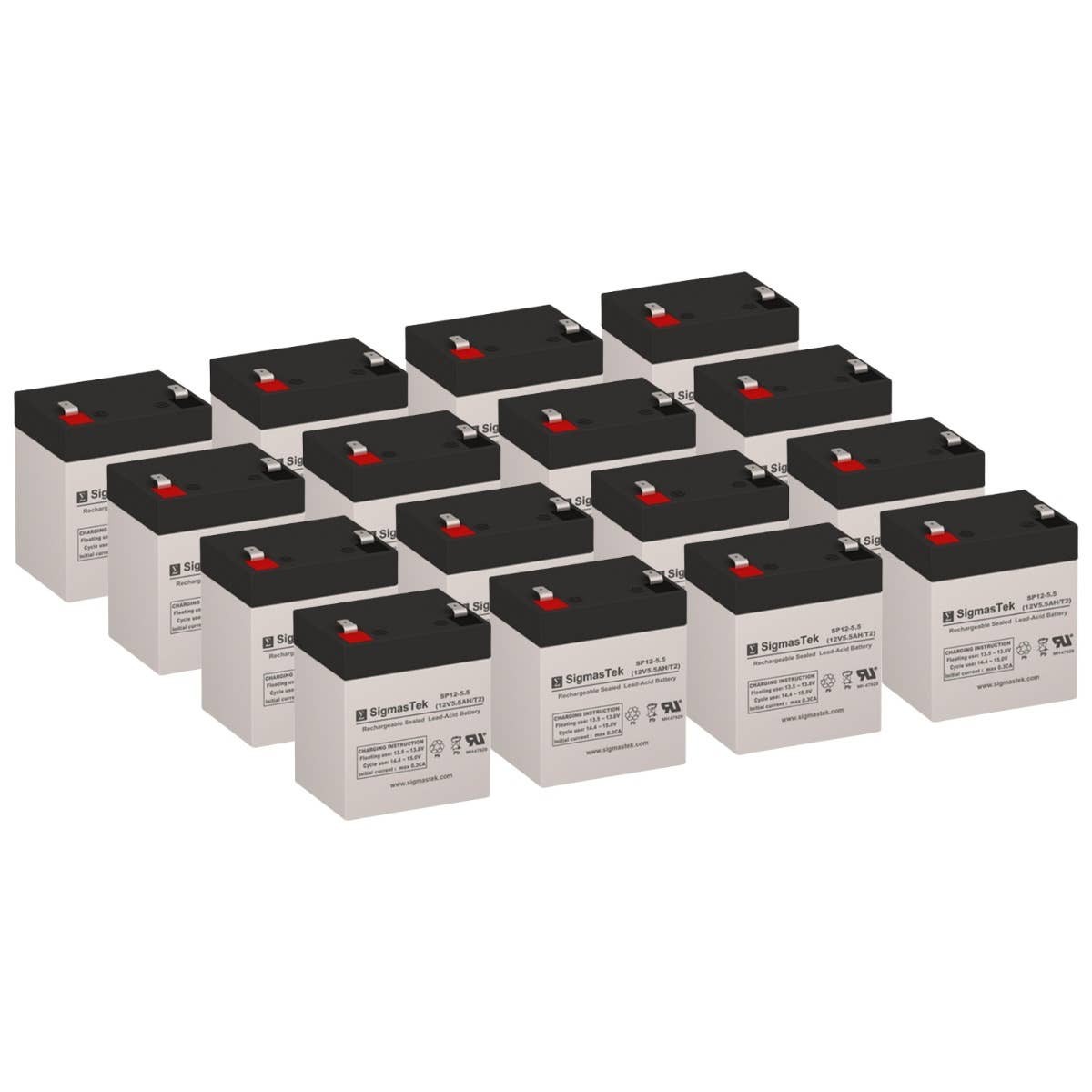 (16-PACK) APC RBC140 UPS Battery Replacement Set of 16 - 12V 5.5Ah by SigmasTek