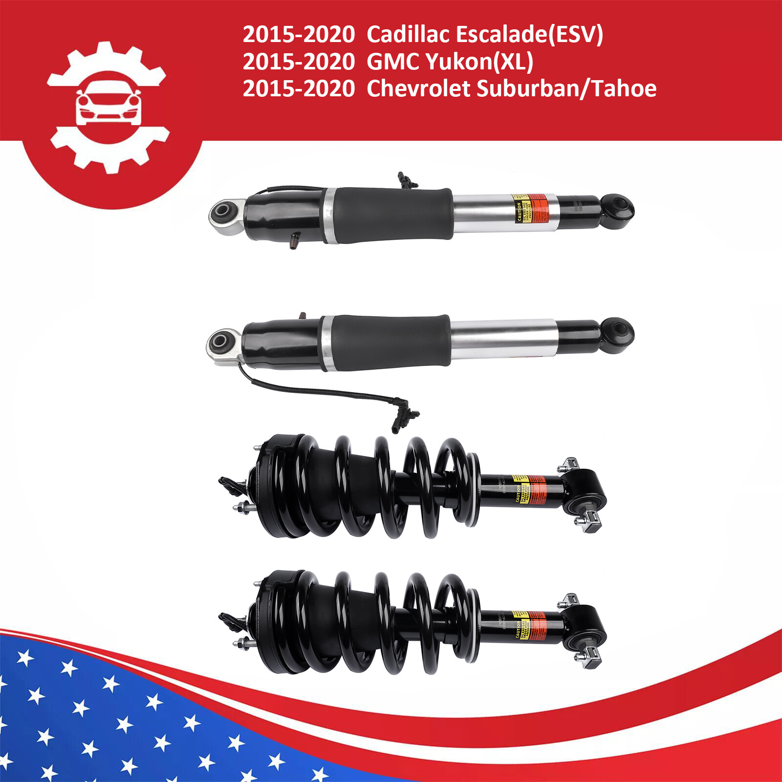 FRONT Strut Assy + REAR shock Absorber for 2015-20 Escalade Suburban Tahoe Yukon
