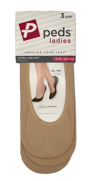 PEDS Women\'s Classic Ultra Low Liner with Gel Tab Nude 6pr Shoe Size: 5-10