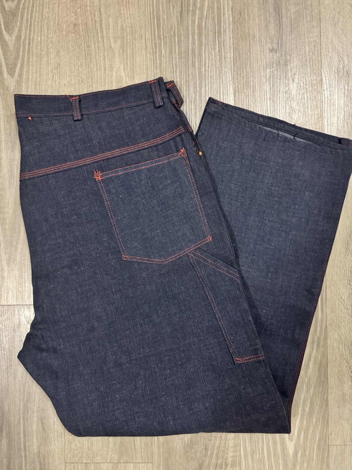 Vtg 60s Denim Carpenter Work Jeans Deadstock NOS General Zipper 42x32 USA Vtg 60s Denim Carpenter Work Jeans Deadstock NOS General Zipper 42x32 USA