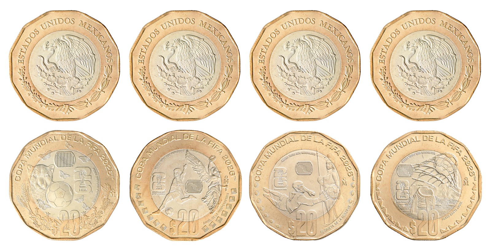 Full Set 4 Mexico 20 Pesos FIFA World Cup 2026 Commemorative Coins Full Set 4 Mexico 20 Pesos FIFA World Cup 2026 Commemorative Coins